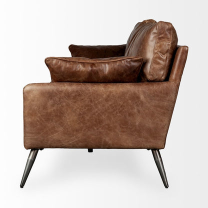 Cochrane 82L x 33W x 32.25H Brown Leather Three Seater Sofa