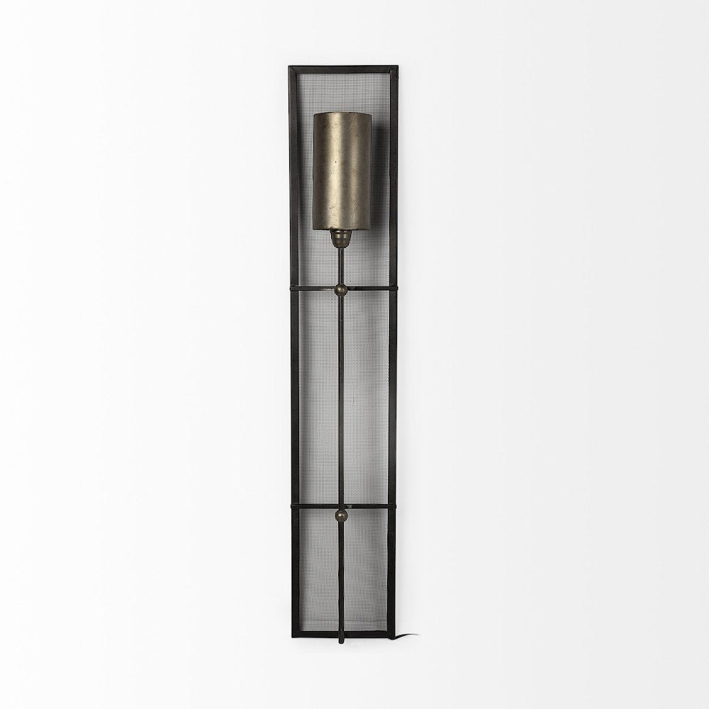 Newcomb 7x53.5 Gold/Black Metal Meshed Rectangular Wall Sconce