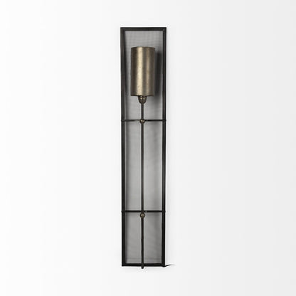Newcomb 7x53.5 Gold/Black Metal Meshed Rectangular Wall Sconce