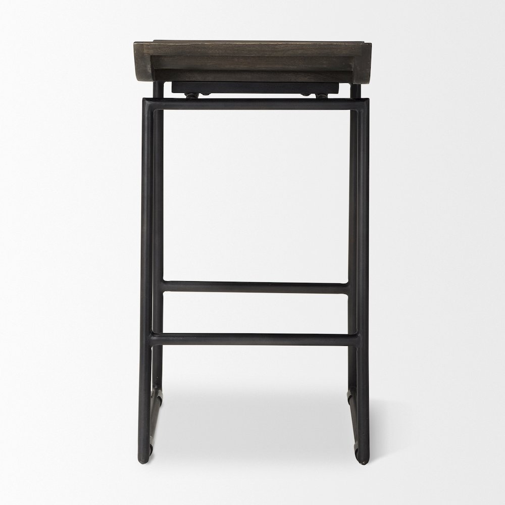 Iv 24.25" Seat Height Black Wood Seat Black Frame Stool