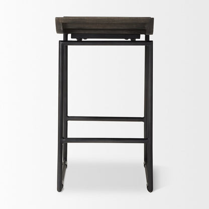 Iv 24.25" Seat Height Black Wood Seat Black Frame Stool
