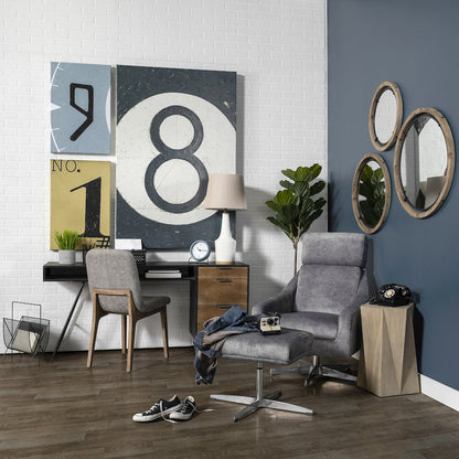 Jos24" Brown Wood and Black Metal Frame Mirror