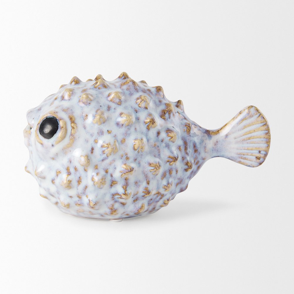Spike (Small) 8L x 4W Off-White Ceramic Puffer Fish