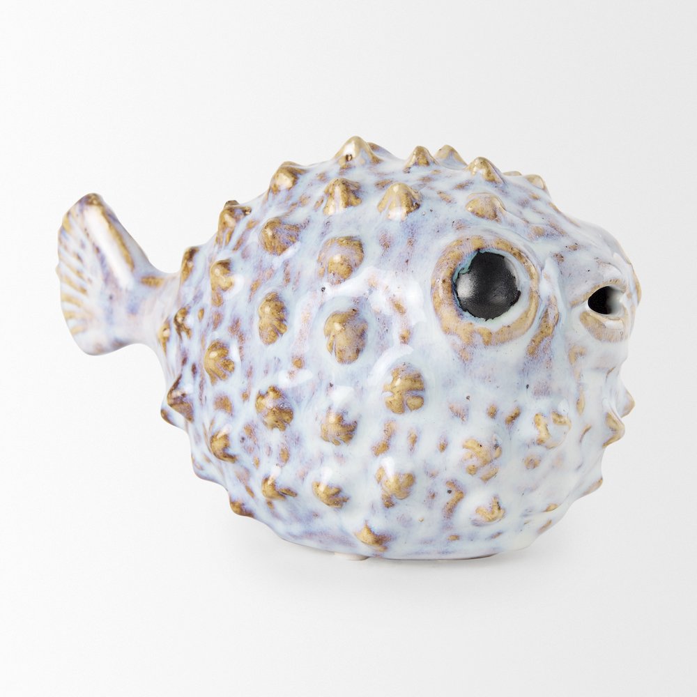 Spike (Small) 8L x 4W Off-White Ceramic Puffer Fish