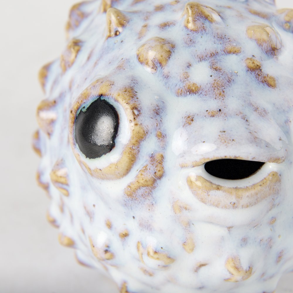 Spike (Small) 8L x 4W Off-White Ceramic Puffer Fish