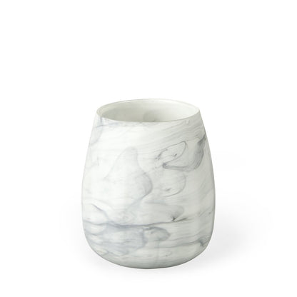 Volta Short Gray Cream Glass Abstract Pattern Vase