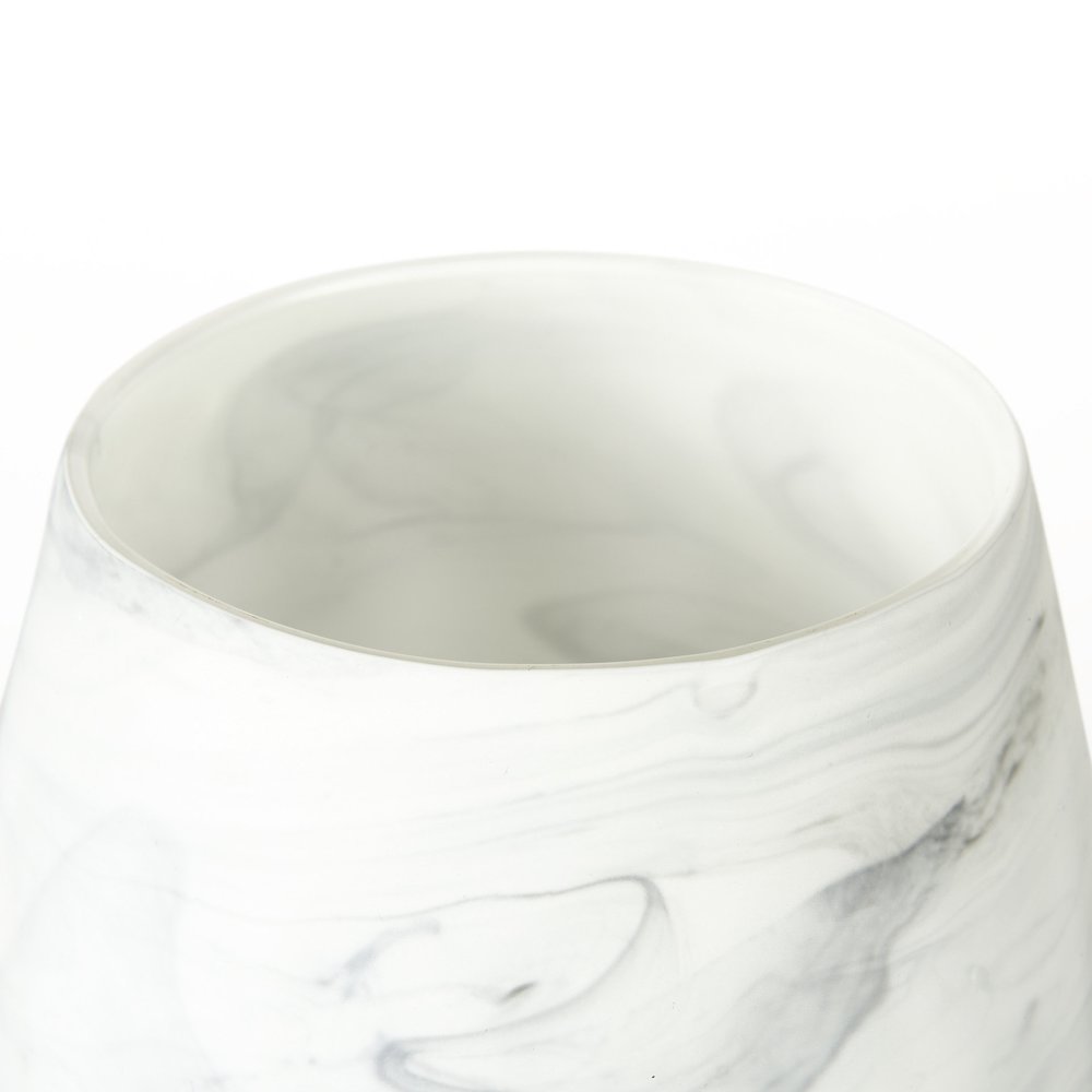 Volta Short Gray Cream Glass Abstract Pattern Vase
