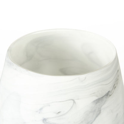 Volta Short Gray Cream Glass Abstract Pattern Vase