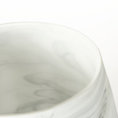Volta Short Gray Cream Glass Abstract Pattern Vase