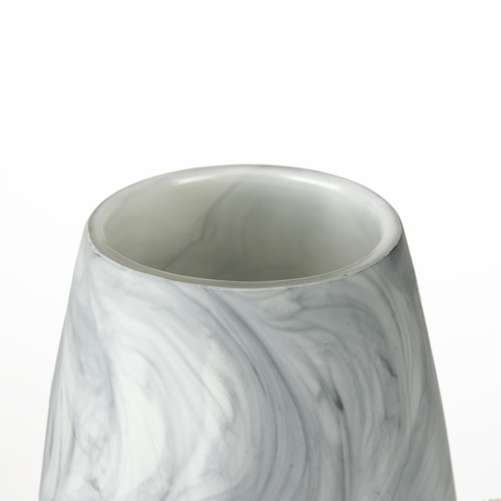 Volta Tall White Gray Abstract Pattern Glass Vase