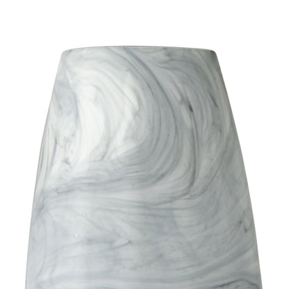 Volta Tall White Gray Abstract Pattern Glass Vase