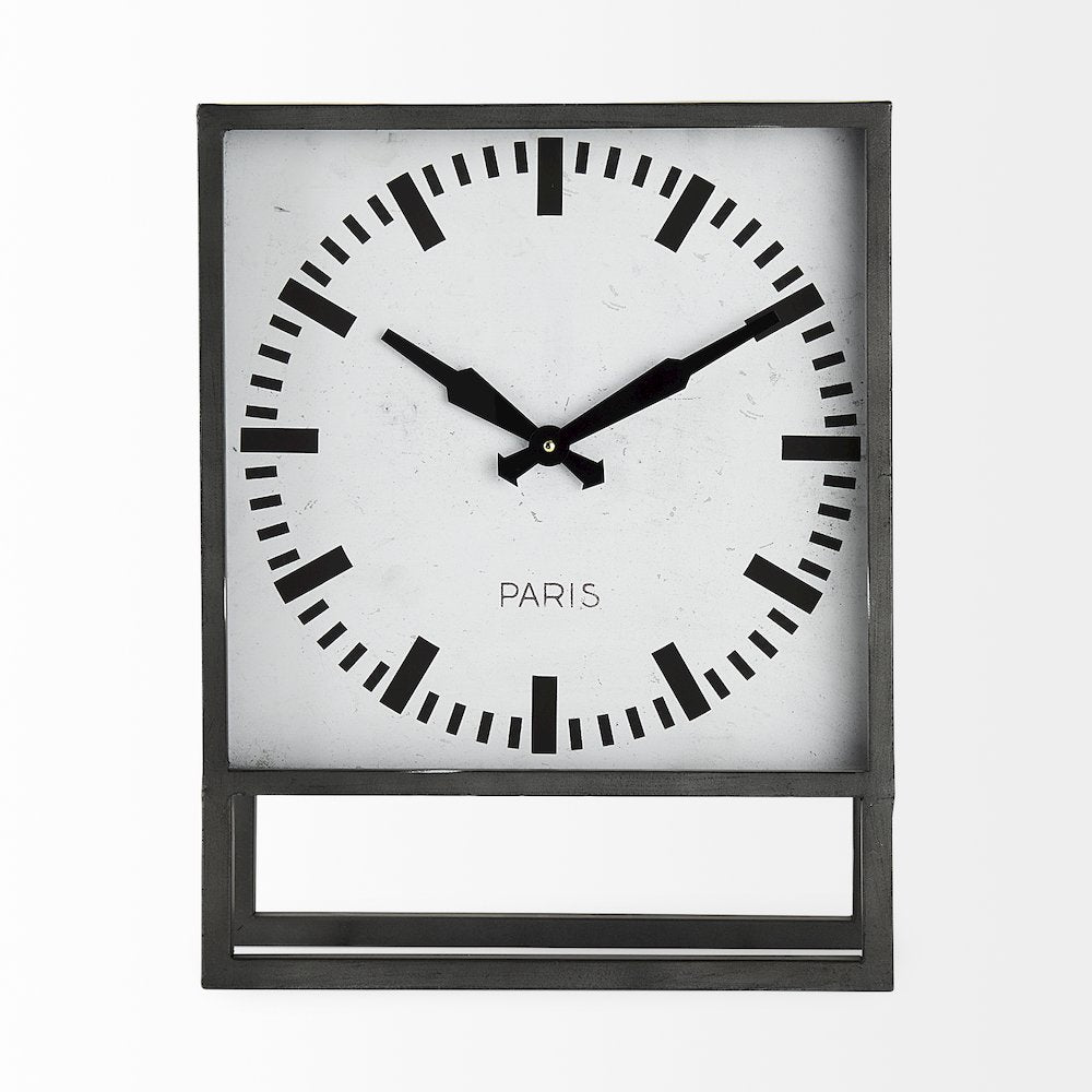 Felix Gray Metal Square Table Clock