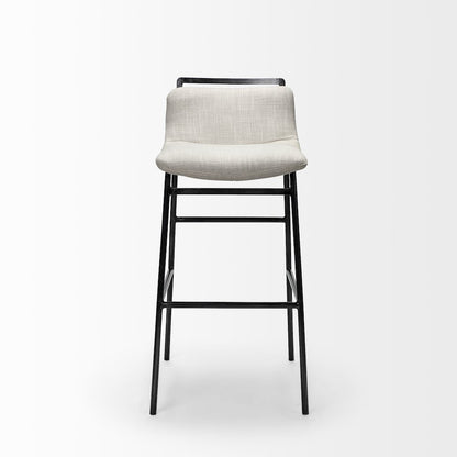 33.5" Total Height Beige Upholstered Seat Gray Metal Frame Counter Stool