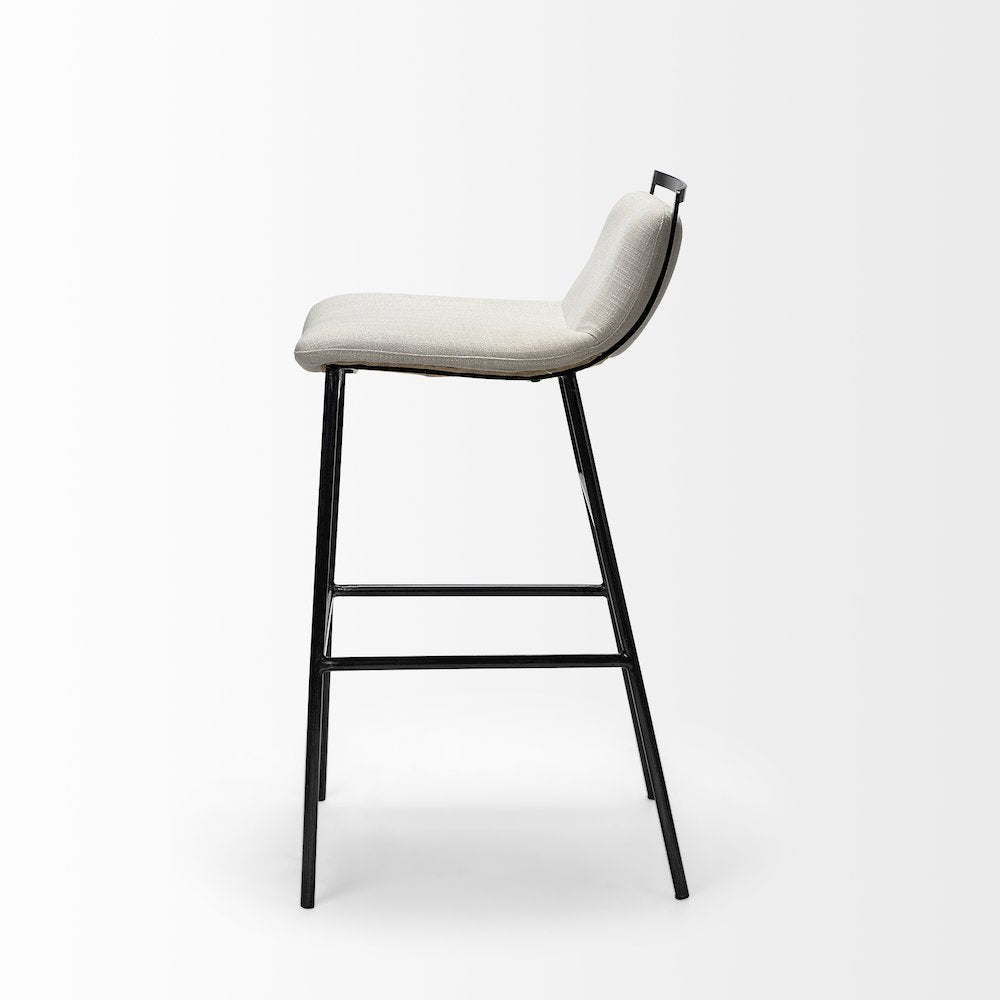 33.5" Total Height Beige Upholstered Seat Gray Metal Frame Counter Stool