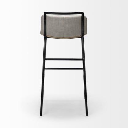 37.5" Total Height Beige Upholstered Seat Gray Metal Frame Bar Stool