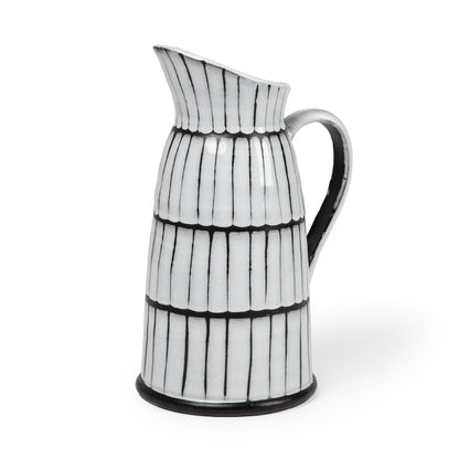 Lome Large White/Black Patterned Ceramic Water Pitcher