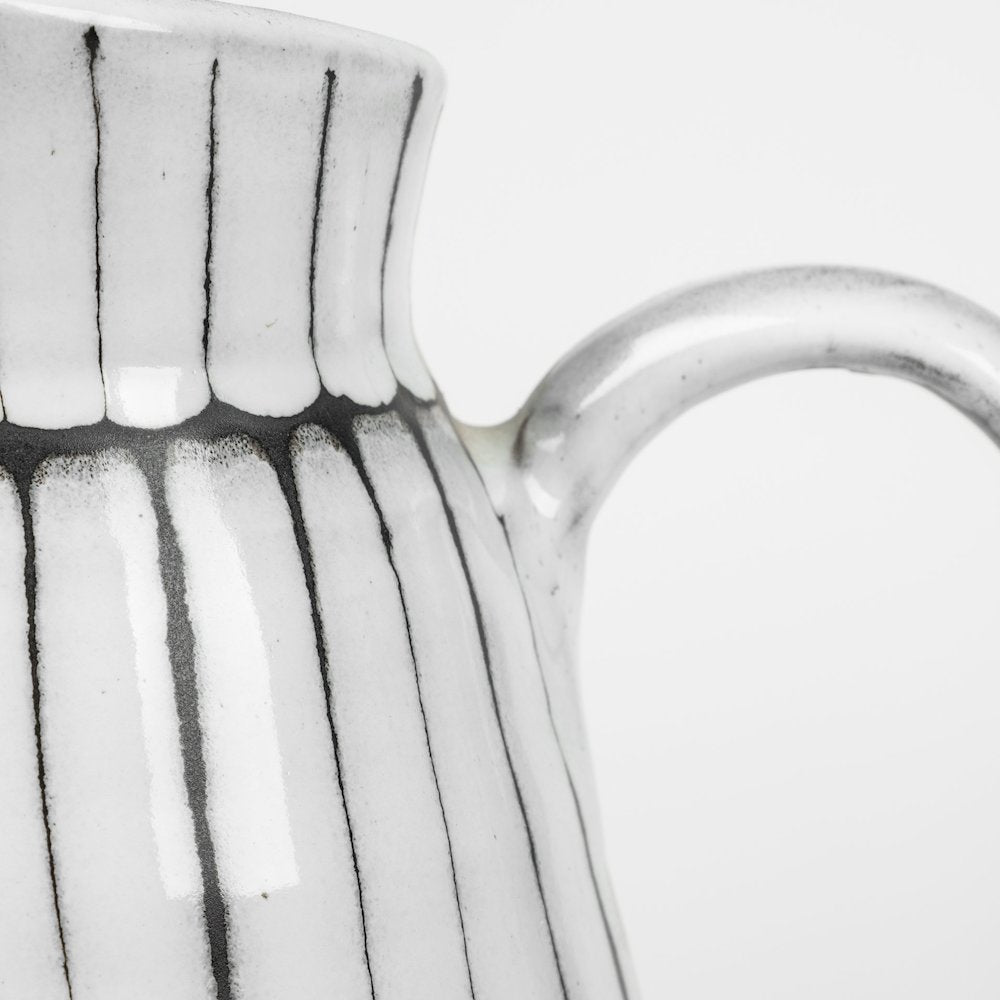 Lome Large White/Black Patterned Ceramic Water Pitcher