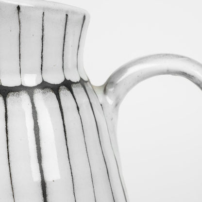 Lome Large White/Black Patterned Ceramic Water Pitcher