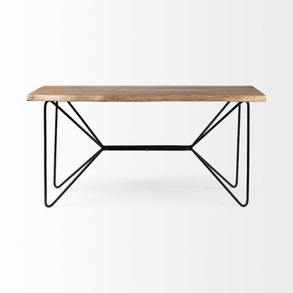 Papillion IV 60L x 26W Natural Solid Wood and Live Edge Iron Office Desk