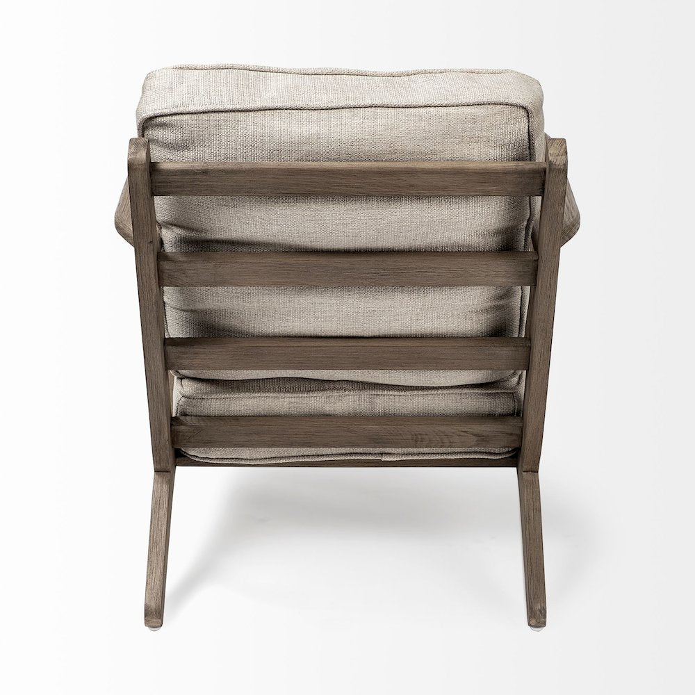 Beige Fabric Wrapped Wooden Frame Accent Chair