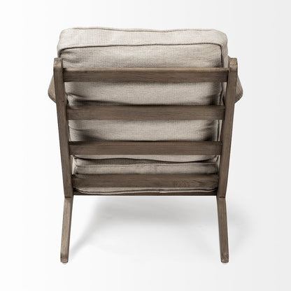Beige Fabric Wrapped Wooden Frame Accent Chair
