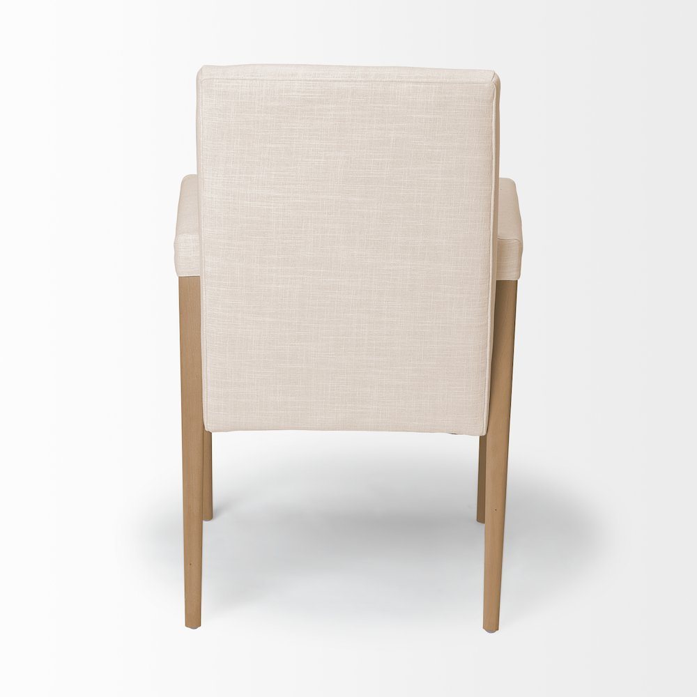 Cream Fabric Wrap Brown Wood Frame Dining Chair