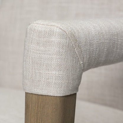 Cream Fabric Wrap Brown Wood Frame Dining Chair