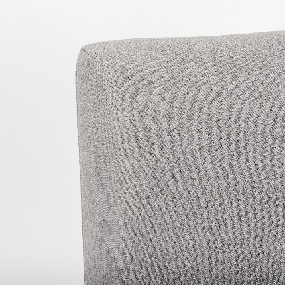 Grey Fabric Wrap Brown Wooden Frame Dining Chair