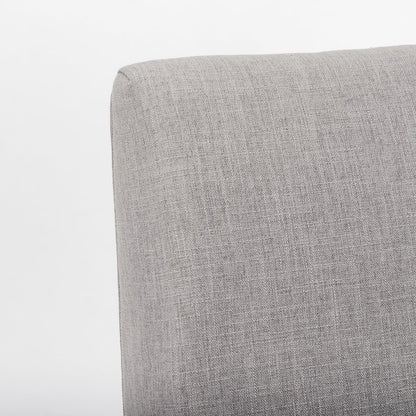 Grey Fabric Wrap Brown Wooden Frame Dining Chair