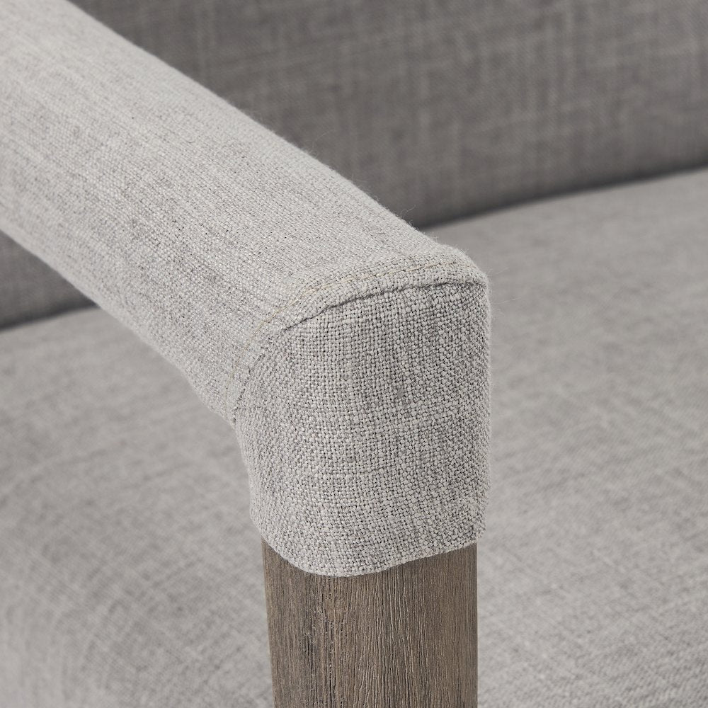 Grey Fabric Wrap Brown Wooden Frame Dining Chair