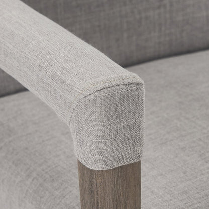 Grey Fabric Wrap Brown Wooden Frame Dining Chair