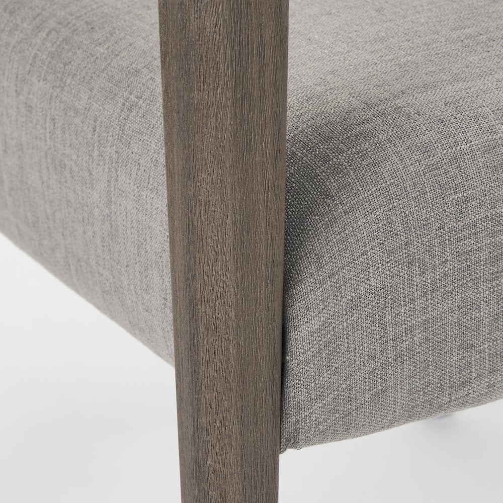 Grey Fabric Wrap Brown Wooden Frame Dining Chair