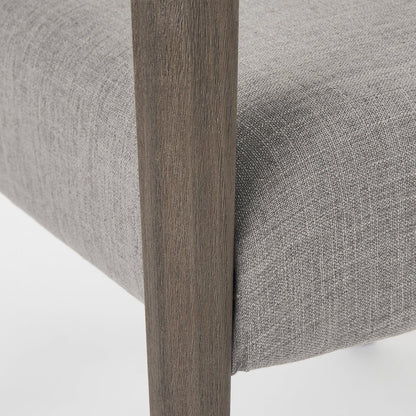 Grey Fabric Wrap Brown Wooden Frame Dining Chair