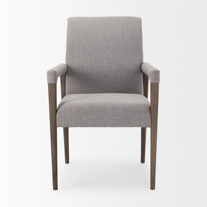 Grey Fabric Wrap Brown Wooden Frame Dining Chair