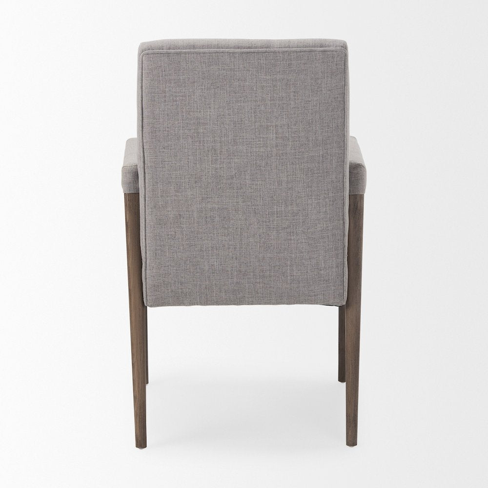 Grey Fabric Wrap Brown Wooden Frame Dining Chair