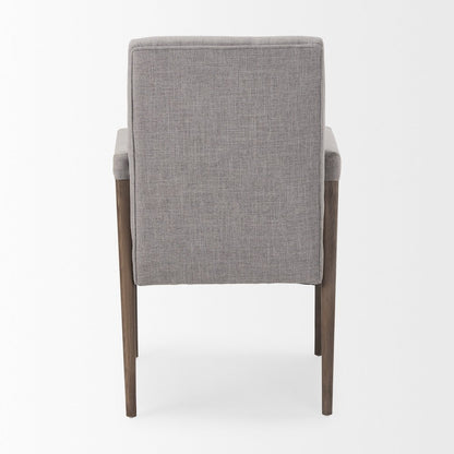 Grey Fabric Wrap Brown Wooden Frame Dining Chair