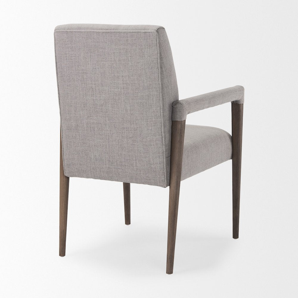 Grey Fabric Wrap Brown Wooden Frame Dining Chair
