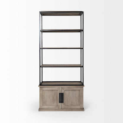 Light Brown Wood And Iron Three Shelf Shelving Unit 41.5L X 18.5W X 9