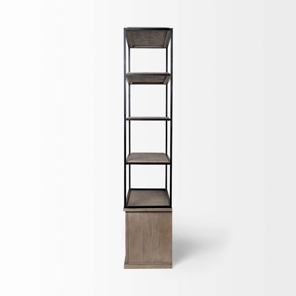 Light Brown Wood And Iron Three Shelf Shelving Unit 41.5L X 18.5W X 9