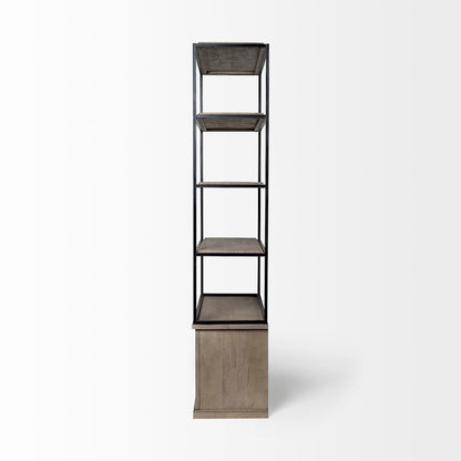 Light Brown Wood And Iron Three Shelf Shelving Unit 41.5L X 18.5W X 9