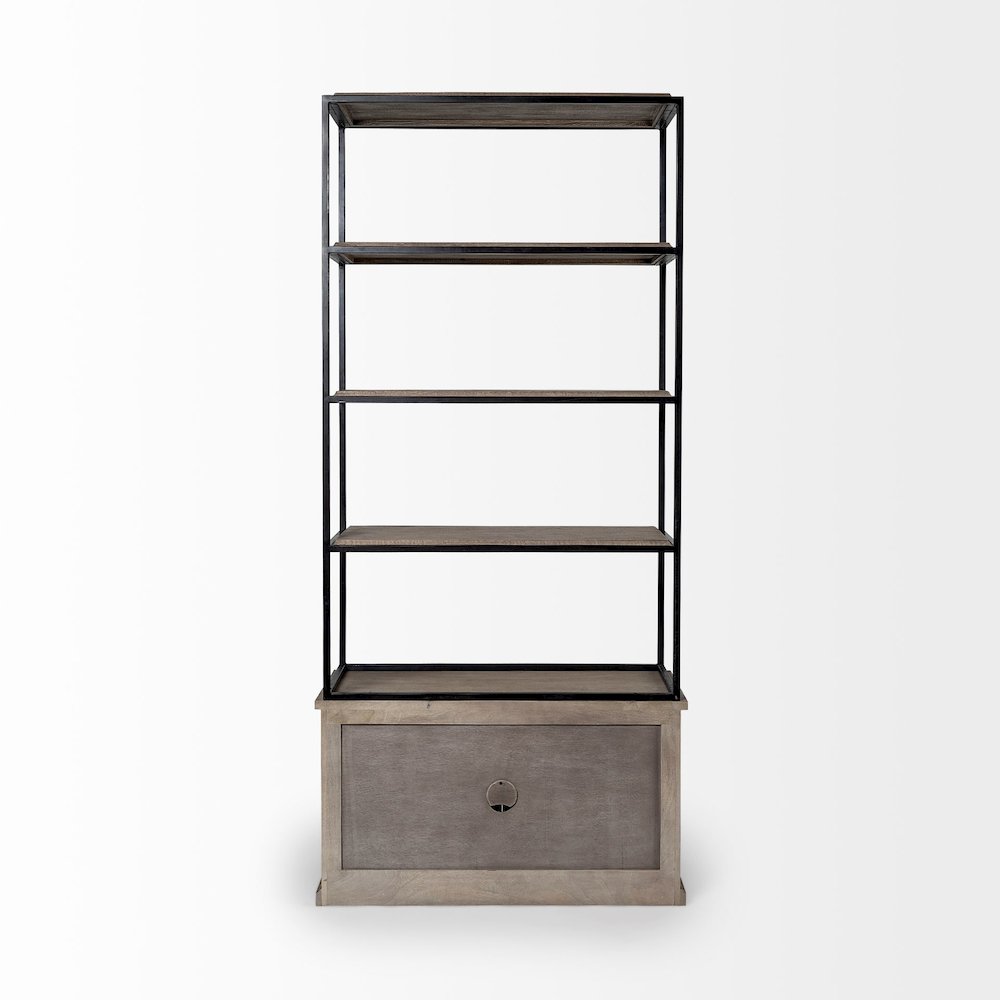 Light Brown Wood And Iron Three Shelf Shelving Unit 41.5L X 18.5W X 9