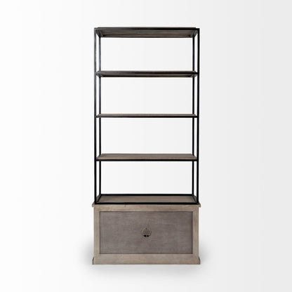 Light Brown Wood And Iron Three Shelf Shelving Unit 41.5L X 18.5W X 9