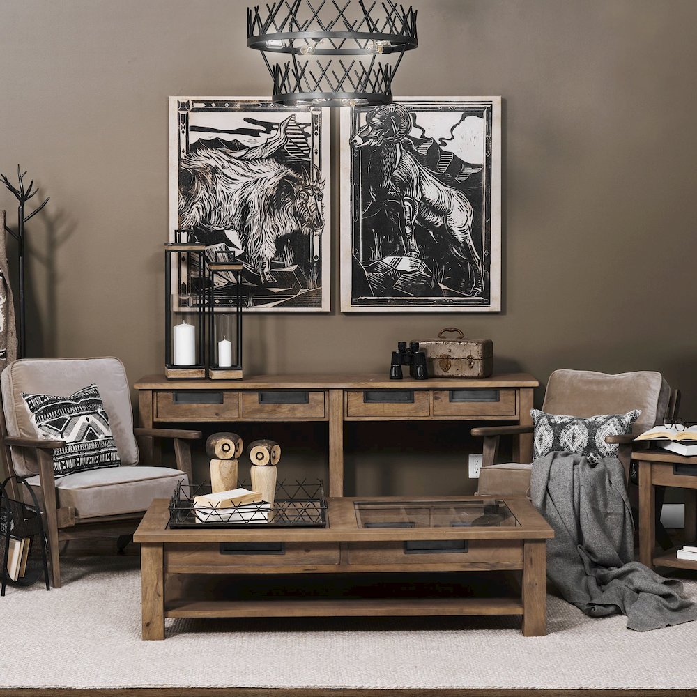 I72L X 18W Brown Wood 4 Drawer Console Table