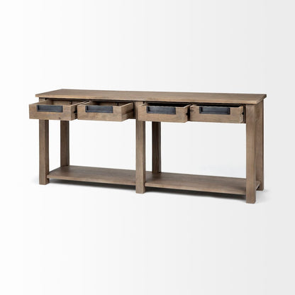 I72L X 18W Brown Wood 4 Drawer Console Table