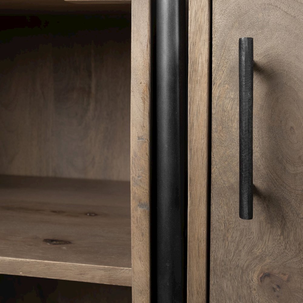 Medium Brown Wood And Metal Multi-Shelf Shelving Unit