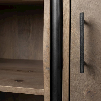 Medium Brown Wood And Metal Multi-Shelf Shelving Unit