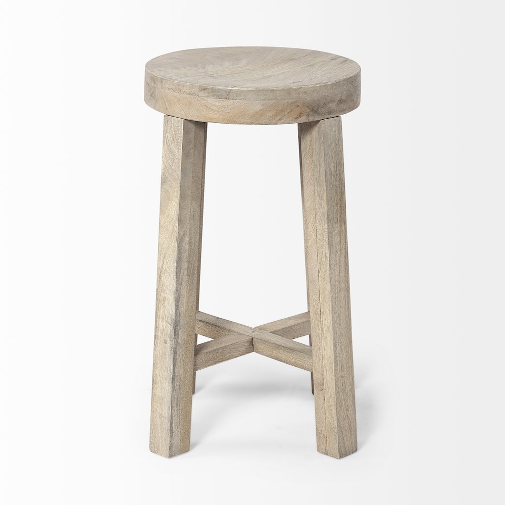 26" Total Height White Washed Wood Stool