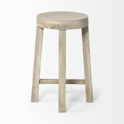 26" Total Height White Washed Wood Stool