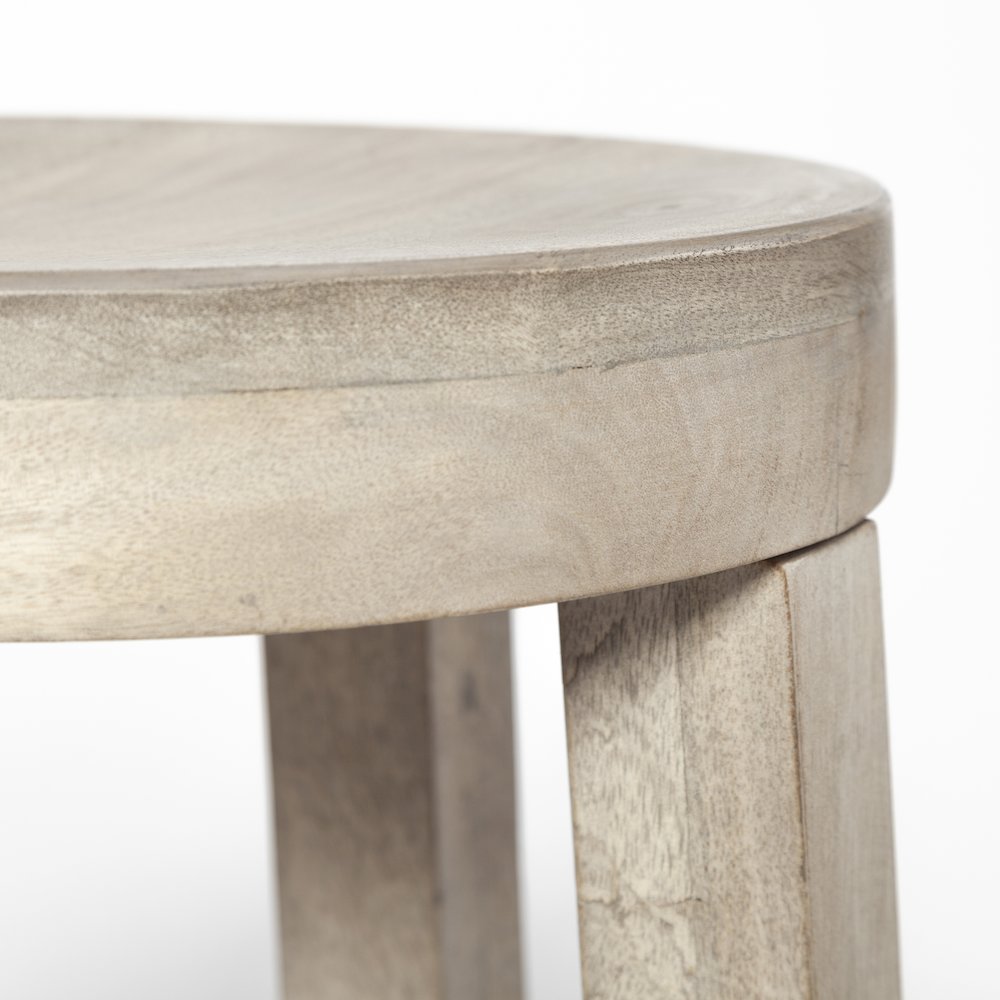 26" Total Height White Washed Wood Stool