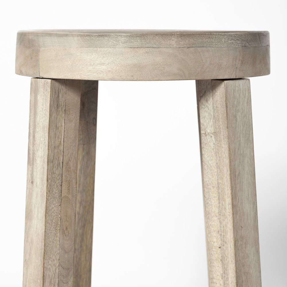 26" Total Height White Washed Wood Stool